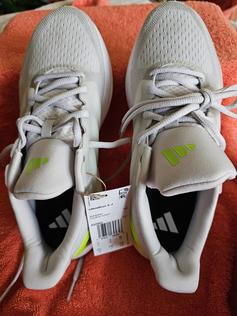 Adidas White Athletic Sneakers with Neon Green Accents NWT